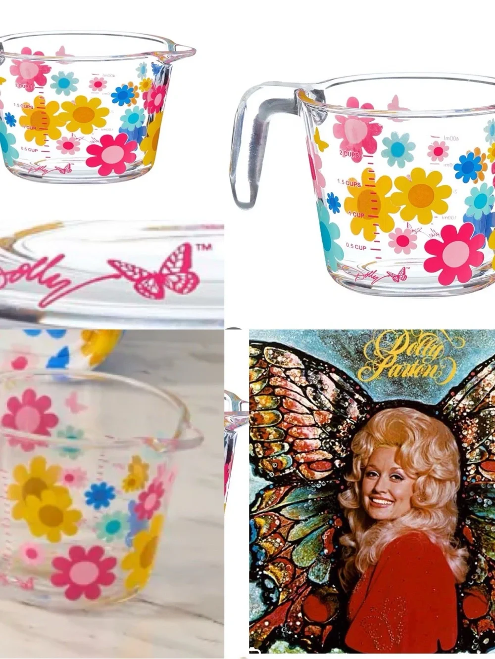 Floral Glass Measuring Cup in Pink, Yellow & Blue - Signature Collection